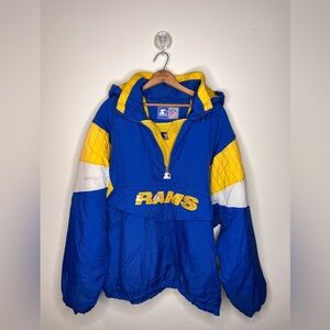 LA RAMS VINTAGE STARTER PULLOVER JACKET Sz XXL